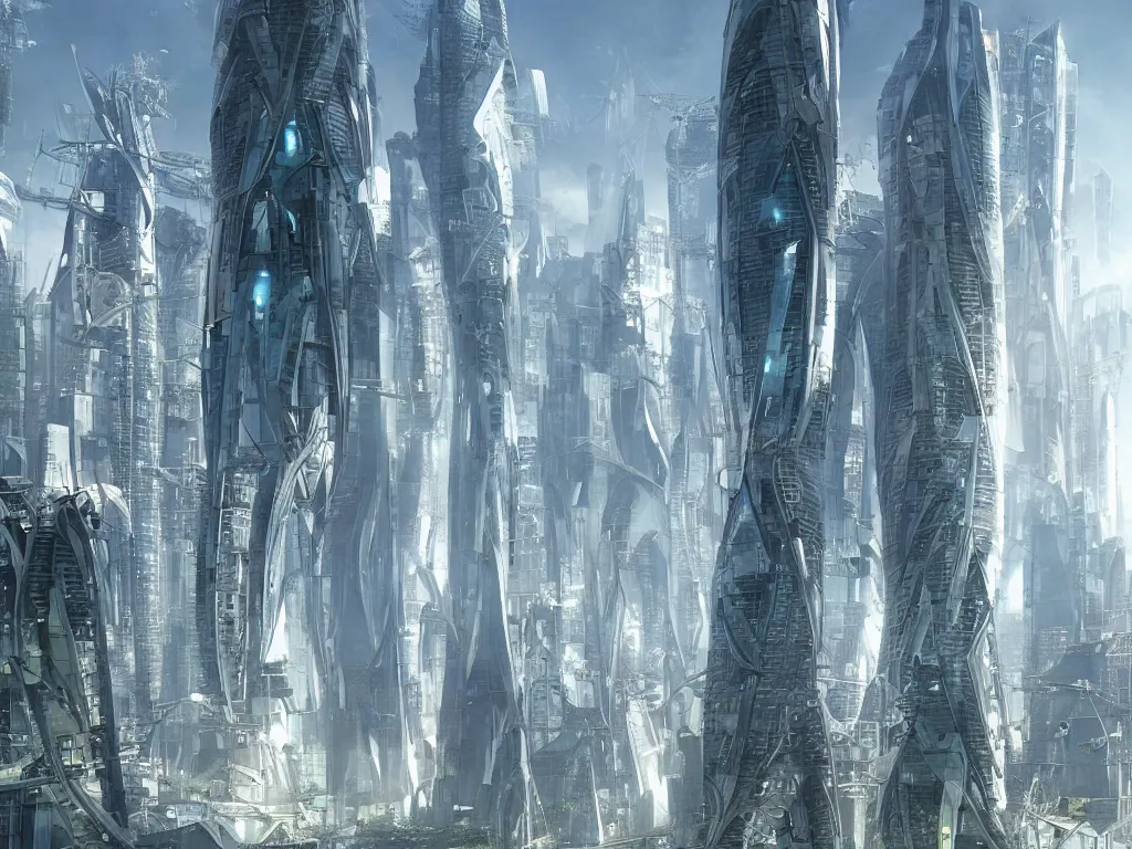 Prompt: futuristic arcology in a metropolis