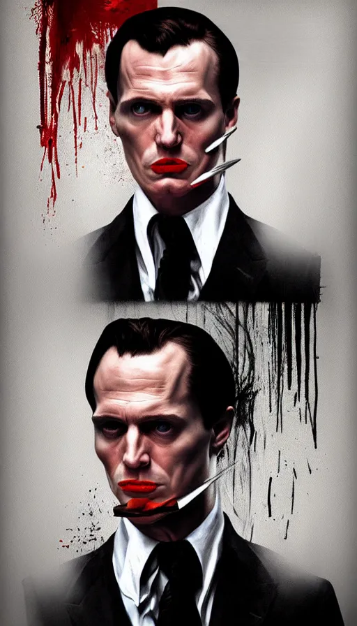 Prompt: american psycho, painting by emanuele dascanio and robin eley