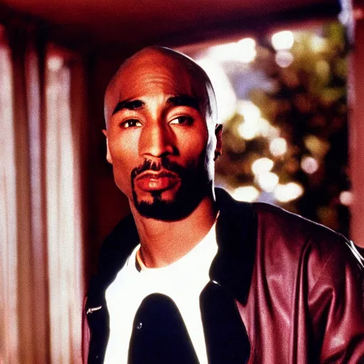 Prompt: a photograph of tupac shakur in twin peaks (1990)