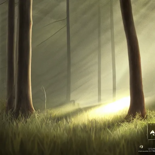 Image similar to photorealistic Slenderman in the woods, dynamic lighting, ultra realistic, trending on art station, ray tracing, sun rays