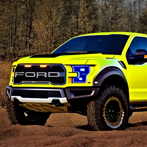 Prompt: ford raptor in alberta at sunset