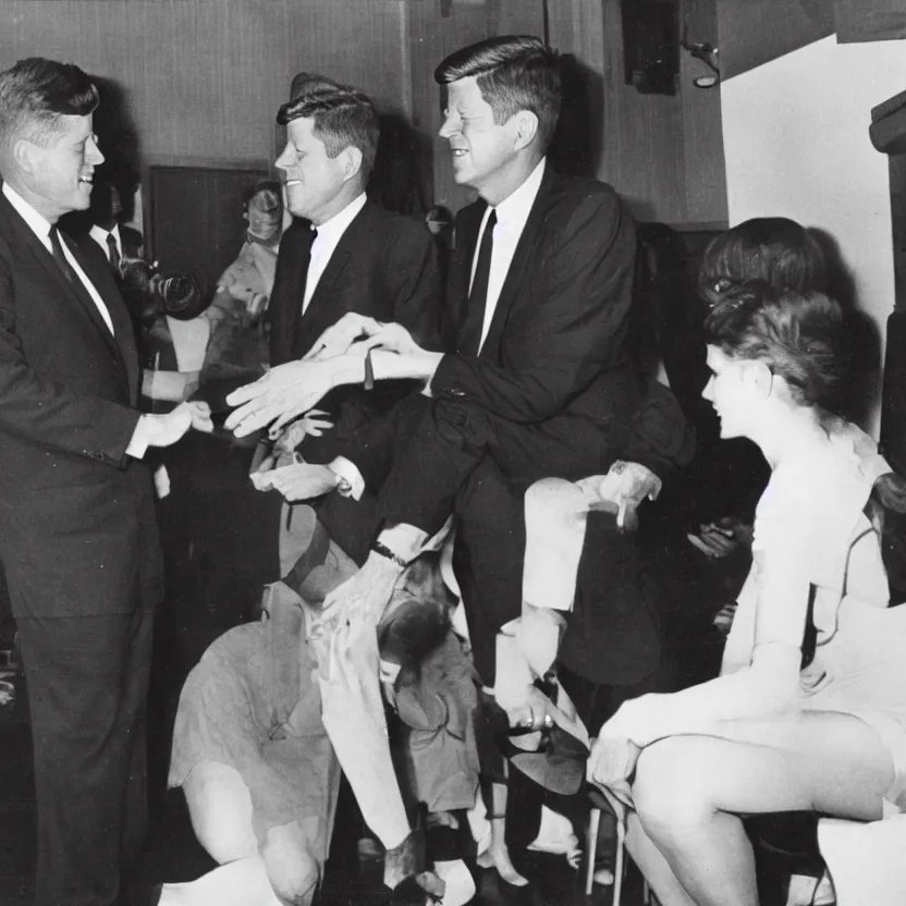 Image similar to vintage photo of president kennedy meeting with a lusty argonian maid