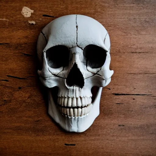 Image similar to skull on a table, EOS-1D, f/1.4, ISO 200, 1/160s, 8K, RAW, unedited, symmetrical balance, in-frame