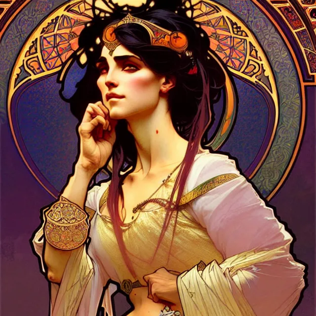 Prompt: a persian princess, art by alphonse mucha and greg rutkowski, elegant, extremely detailed