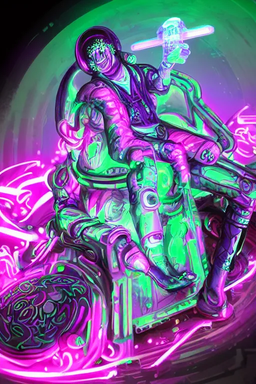 Image similar to fantasy medeival and cyberpunk style white neon statue of a muscular attractive tan male macho dotado android reclining sim roupa con piroca dura, glowing pink face, white baseball cap, green steampunk lasers, emeralds, swirling white silk fabric. futuristic elements. prismatic liquid rainbow light, full-length view. space robots. human skulls. throne made of bones, intricate artwork by caravaggio. Trending on artstation, octane render, cinematic lighting from the right, hyper realism, octane render, 8k, depth of field, 3D