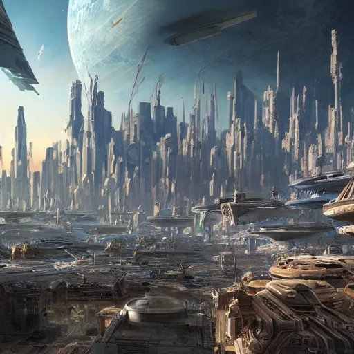 Image similar to photorealistic photograph of Galactic City on Coruscant from Star Wars, hyper detailed, detailed, photorealistic, realism, award-winning, photograph, 8k