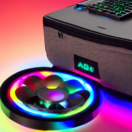 Image similar to a coffing with rgb gamer lighting