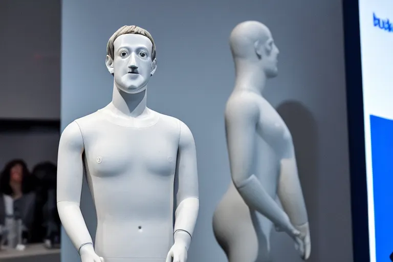 Prompt: mark Zuckerberg mannequin just woke up and is taking his human pills