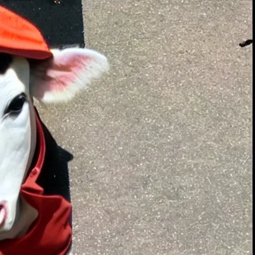 Image similar to mugshot of a cow dressed as an inmate