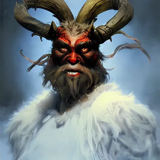 Prompt: portrait of krampus by ruan jia