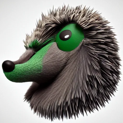 Image similar to behance hd, 3 d head of green hedgehog, cgsociety, symmetrical logo