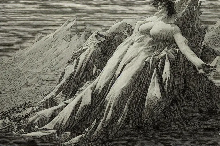 Image similar to low poly by Gustave Doré