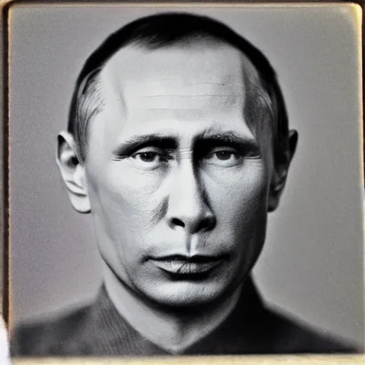 Image similar to deformed animal human hybrids Vladimir Putin is monkey daguerreotype