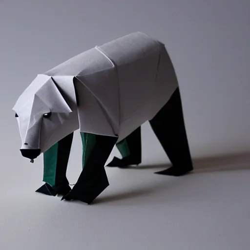 Image similar to polarbear made of origami, diorama