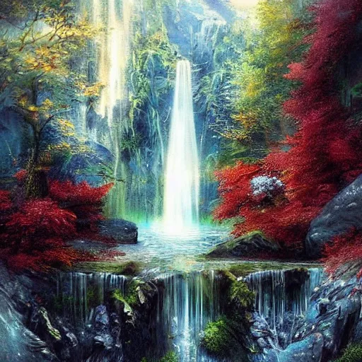 Image similar to a beautiful waterfall, elegant, soulful, liquid, masterpiece, Cinematic, fantasy art,