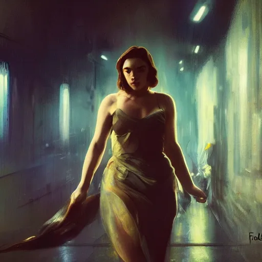 Prompt: florence pugh, hyperrealistic full figure, bladerunner street alley, art of elysium by frank frazetta and by jeremy mann and by alphonse mucha, fantasy art, photo realistic, dynamic lighting, artstation, full figure poster, volumetric lighting, very detailed face, 4 k, award winning