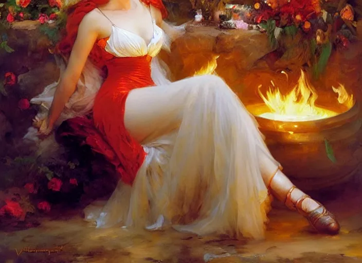 Image similar to princess of fire by vladimir volegov and alexander averin and delphin enjolras and daniel f. gerhartz and pierre auguste cot