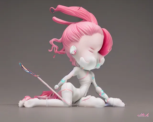 Image similar to James Jean isolated magical girl vinyl figure, figure photography, smooth sharp focus, holographic undertones, anime stylized, high detail, ethereal lighting - H 640