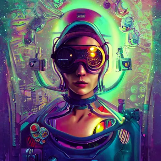 Image similar to acid trip of a lofi biopunk steampunk portrait in space but also underwater, Pixar style, by Tristan Eaton Stanley Artgerm and Tom Bagshaw.