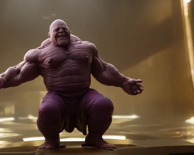 Image similar to danny devito as thanos, cinematic, anamorphic, dramatic, 4 0 mm f / 2. 8