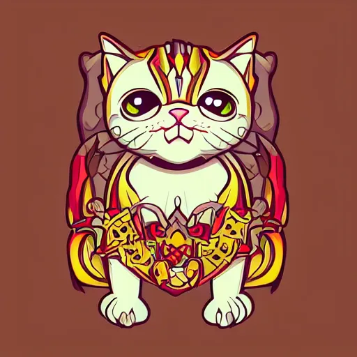 Image similar to portrait of a evil emperor kitten, sticker, highly detailed, colorful, illustration, smooth and clean vector curves, no jagged lines, vector art, smooth