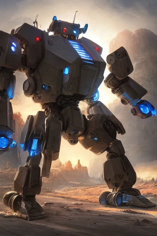 Image similar to mechwarrior 5 : mercenaries mech megaman transformer robot boss tank engine game octane render, 4 k, hd 2 0 2 2 3 d cgi rtx hdr style chrome reflexion glow fanart, global illumination ray tracing hdr fanart arstation by ian pesty by jesper ejsing pixar and disney unreal zbrush central hardmesh