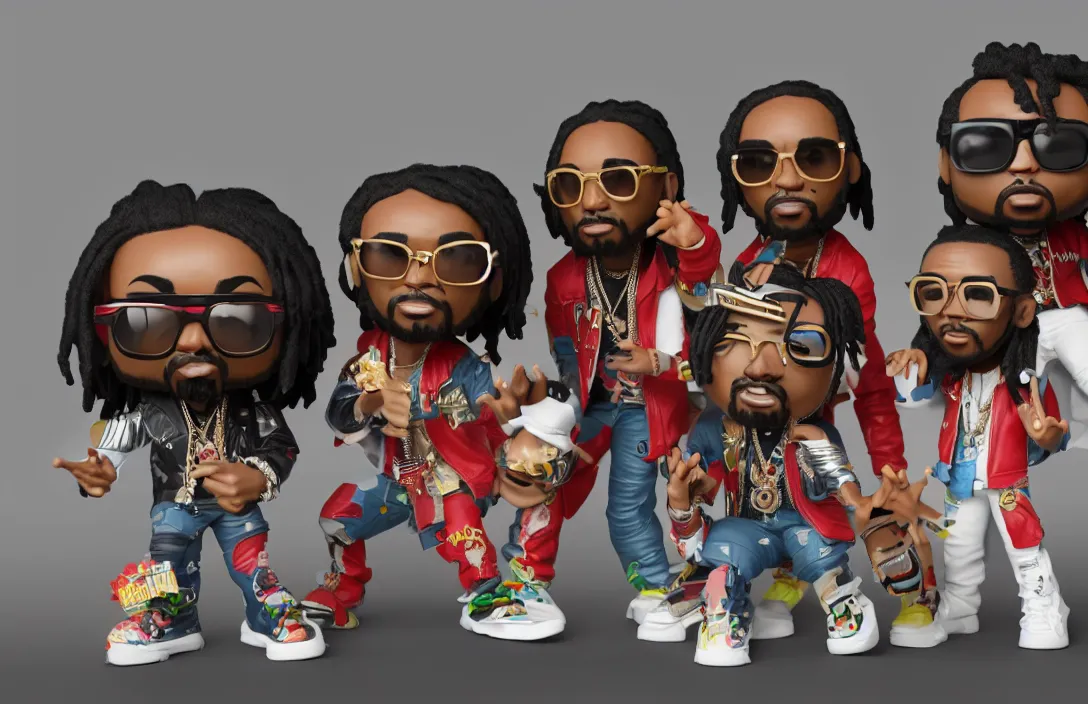 funko pop of rap group migos members quavo, offset and, Stable Diffusion