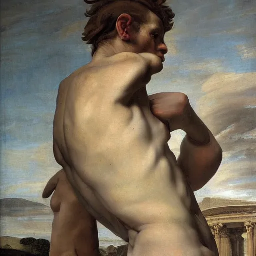 Prompt: grandiloquent enthralling covenant torso of the most dreadful and beautiful ambition bleak future, in the style of David Geddes, Jacques-Louis David, Caravaggio, Élisabeth Vigée Le Brun, dramatic lighting, establishing shot, detailed and clear beautiful realistic faces, 8k resolution – W 1024