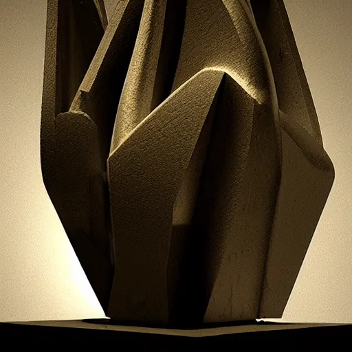 Image similar to rhizomuse, artists impression, cgsociety, abstract sculpture, dramatic intense lighting, deep shadows