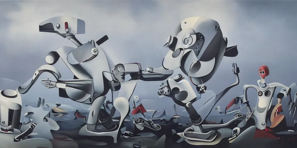 Image similar to a beautiful painting of robot by yves tanguy, trending on artstation