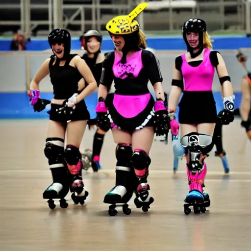 Prompt: roller derby riot grrl robots