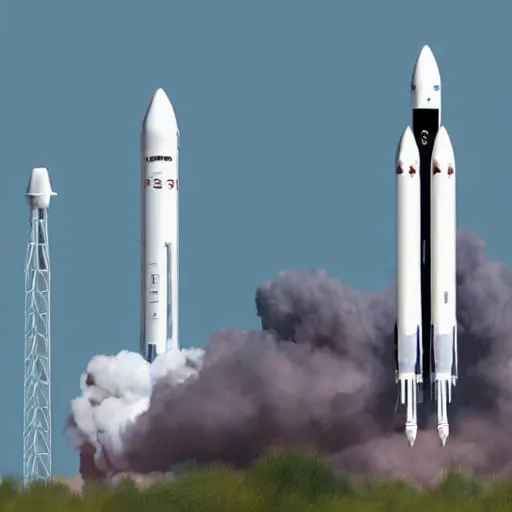 Image similar to illustration of space x rockets from the future