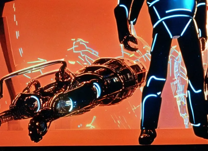 Image similar to scene from the 1 9 7 2 science fiction film tron