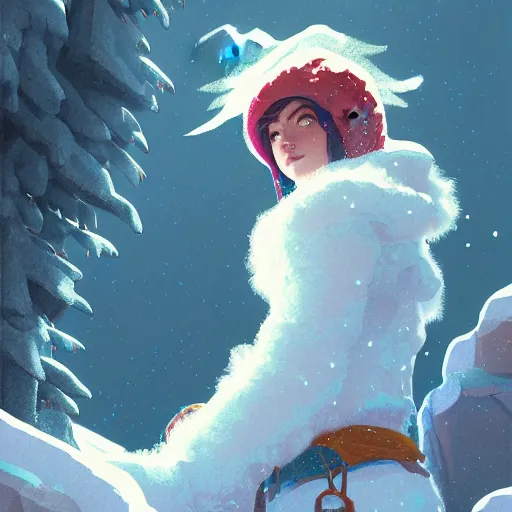 Prompt: portrait of madeline from celeste climbing a snowy mountain, pixel art, highly detailed, digital painting, artstation, concept art, sharp focus, illustration, art by greg rutkowski and alphonse mucha