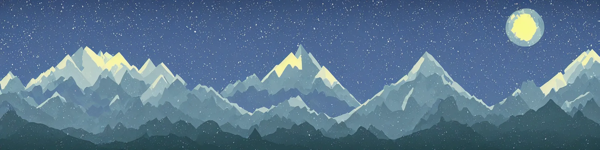 Image similar to mountains, night sky, pixel art, parallax effect