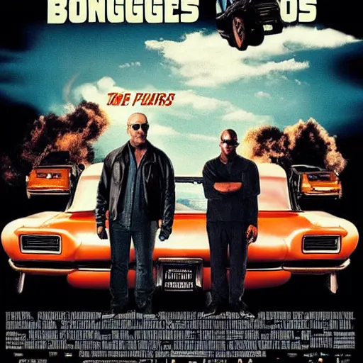 Prompt: “movie poster, the bongos and the furious”