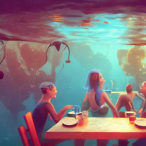 Image similar to cafe rio, underwater, trending on artstation, 4 k