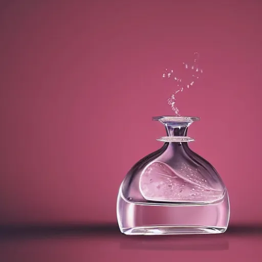 Image similar to perfume bottle emerging from water causing circular serene artistic ripples