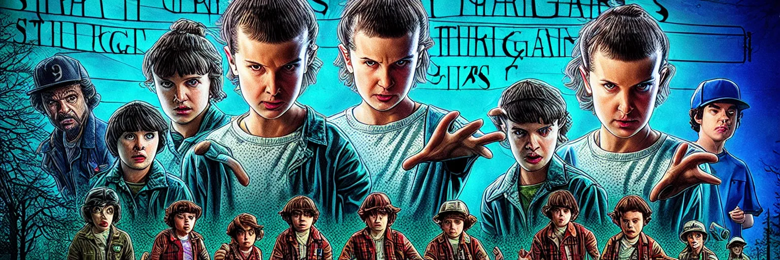 Prompt: ultra realistic stranger things poster, HD, HQ,