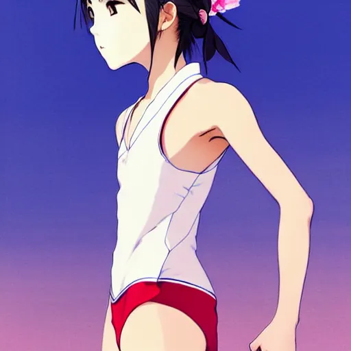 Image similar to a beautiful boyish japanese emma watson alluring instagram model, wearing elegant japanese hiphop leotard outfit with subtle mayan patterns and native fashion, aztec street fashion bathing suit, jrpg fashion, gapmoe yandere grimdark, trending on pixiv fanbox, painted by greg rutkowski makoto shinkai takashi takeuchi studio ghibli, akihiko yoshida