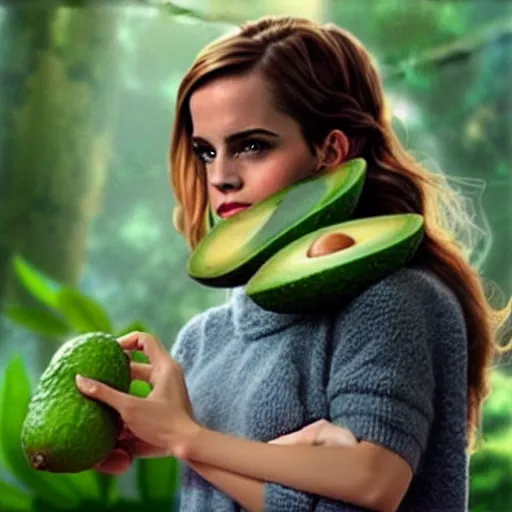 Image similar to emma watson as an avocado