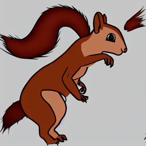 Image similar to a cute squirrel standing on four legs in profile, drawn in concept art style