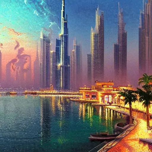 Prompt: gta : dubai by thomas kinkade