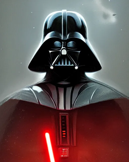 Prompt: Darth vader portrait, fantasy, illustrated by Greg Rutkowski and Caspar David Friedrich, high detail, god rays, Trending on artstation, artstationHD, artstationHQ