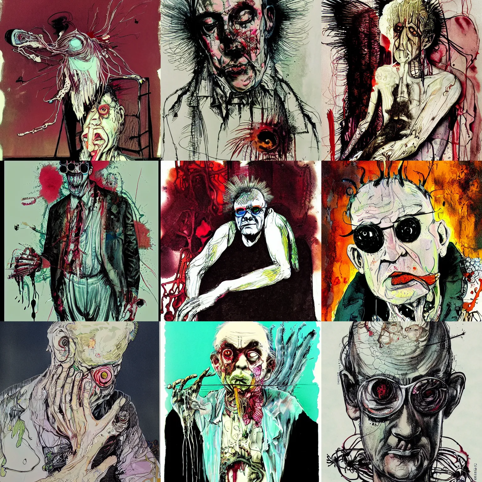 Prompt: Graphic Illustration, Creative Design, Angel, Biopunk, Body Horror, Full Body Portrait, Character Design, by Ralph Steadman, Francis Bacon, Hunter S Thompson