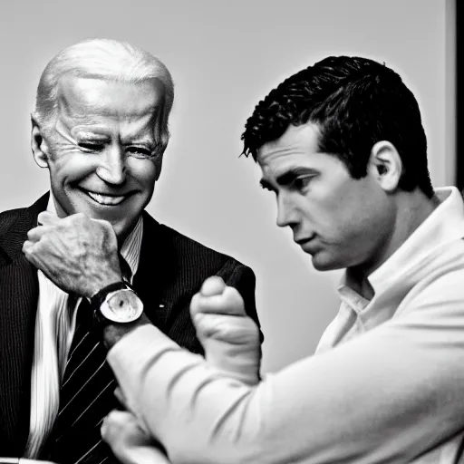 Prompt: very muscular joe biden, 8k, black and white photo, professional photography