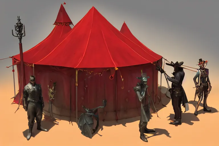 Image similar to 3d sculpt of a dark fantasy gothic circus tent, artstaton, League of Legends, red dead redemption2, overwatch, digital illustration