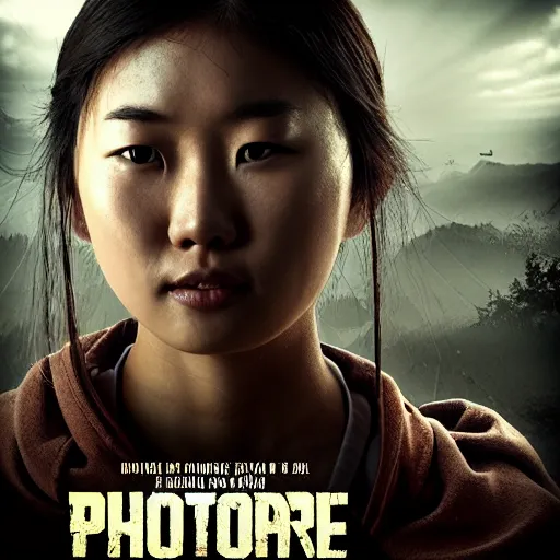 Image similar to photographic portrait of a young asian women in apocalypse, last days on earth, highly detailed, 8 k, cinematic lighting