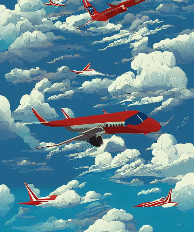 Image similar to airplane mountain water by dongkyu lim illustration vector digital art trending on artstation