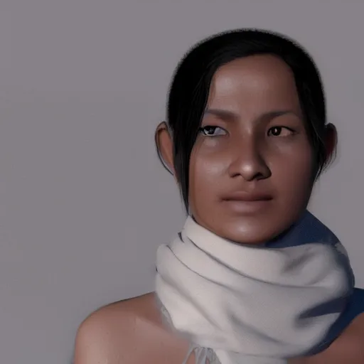 Image similar to a nepali wearing a white shawl, sad, tears, octane render